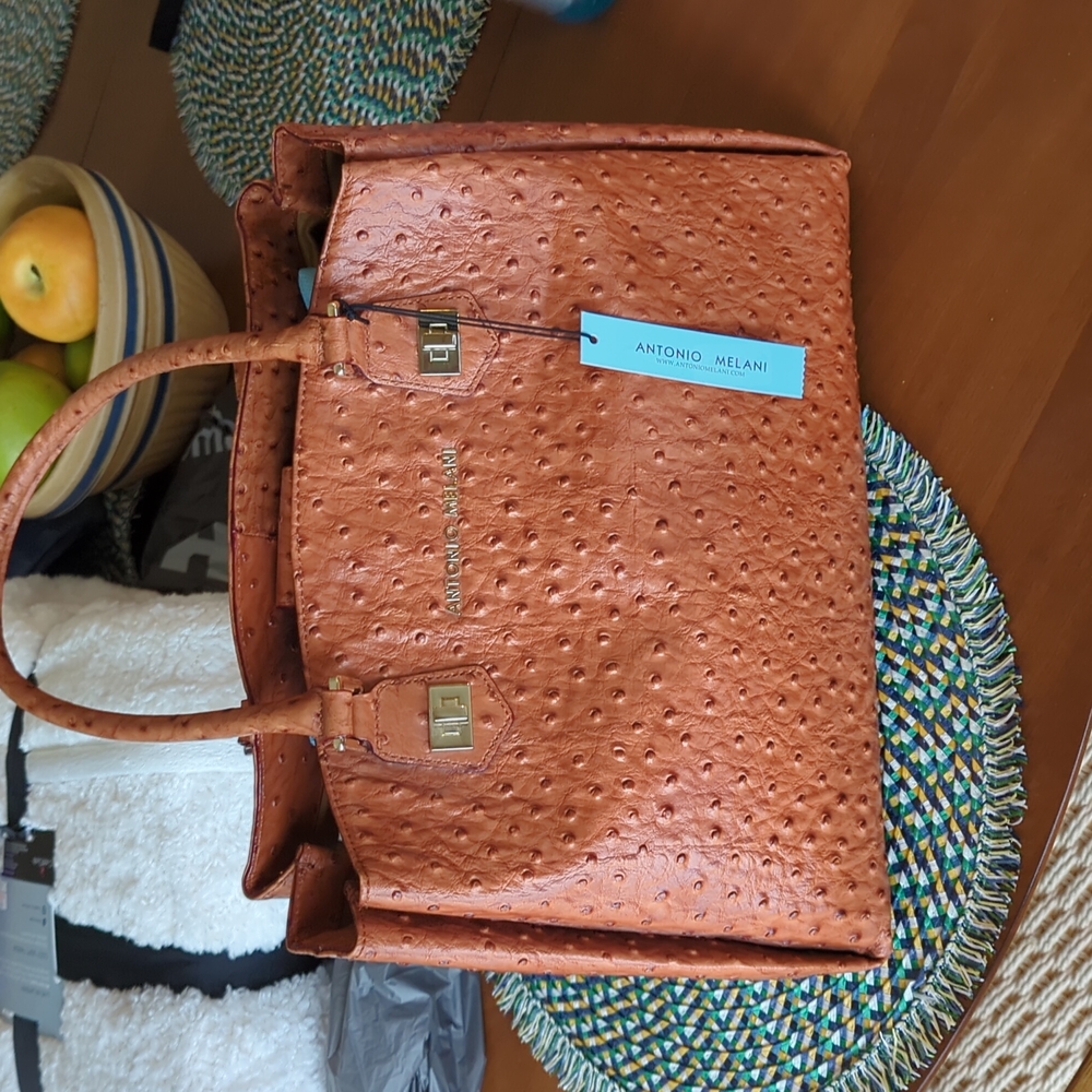 Antonio Melani authentic ostrich skin designer purse
